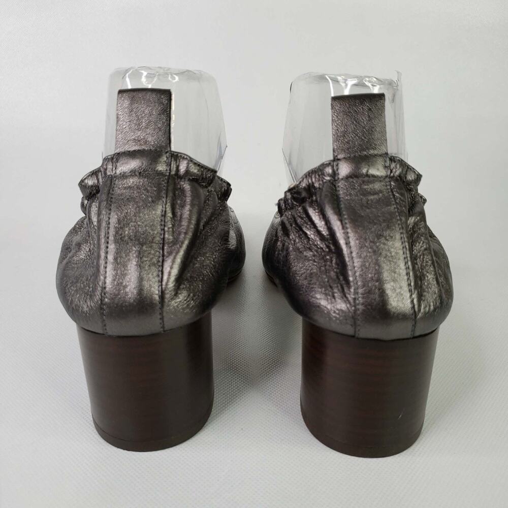 Everlane Women's The Italian Leather Day Block Heel Metallic Grey Size 9.5 - Picture 9 of 10